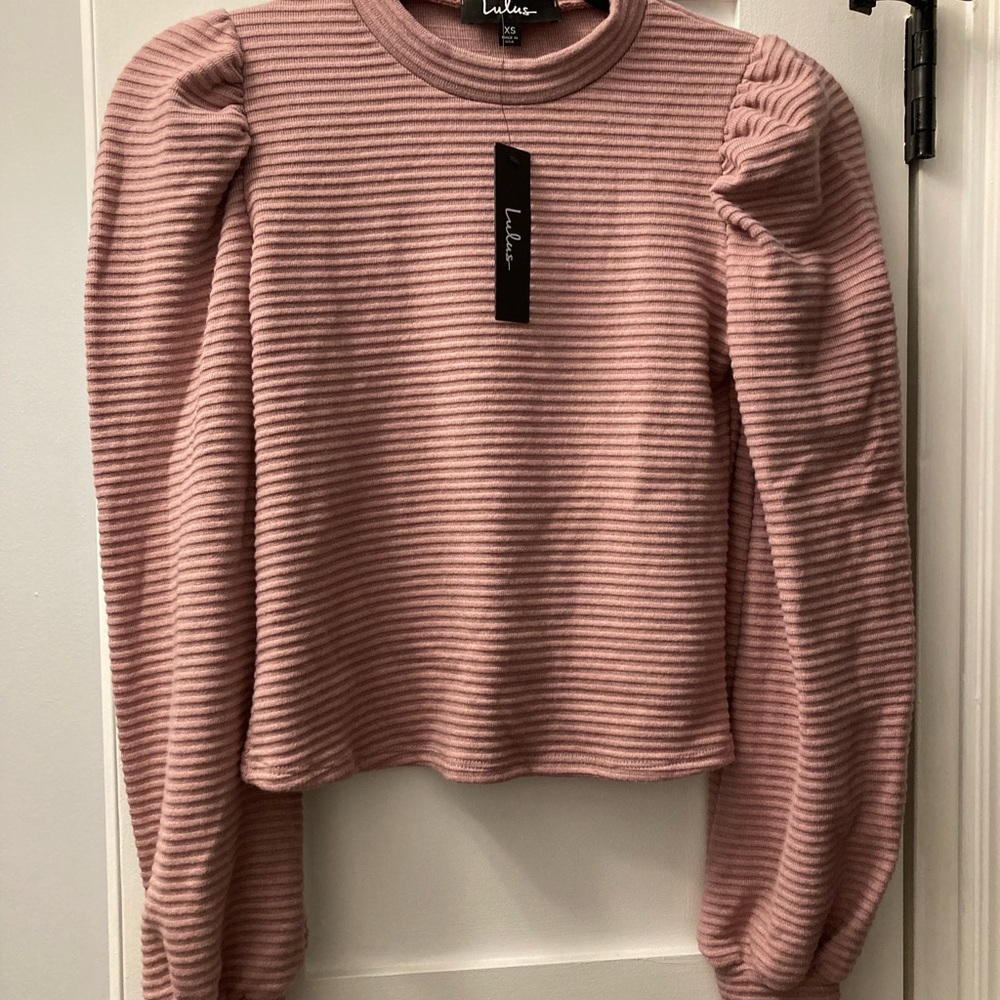 Lulus Subtle Drama Ivory Ribbed Balloon Sleeve Sweater Top